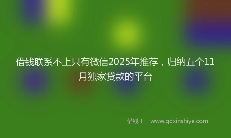 借钱联系不上只有微信2025年推荐，归纳五个11月独家贷款的平台