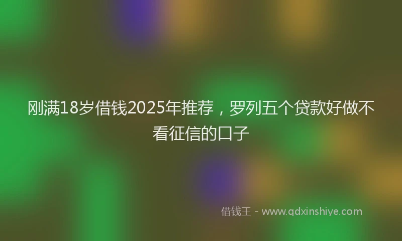 刚满18岁借钱2025年推荐，罗列五个贷款好做不看征信的口子