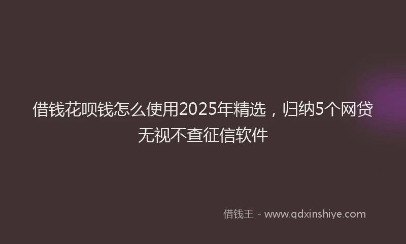 借钱花呗钱怎么使用2025年精选，归纳5个网贷无视不查征信软件
