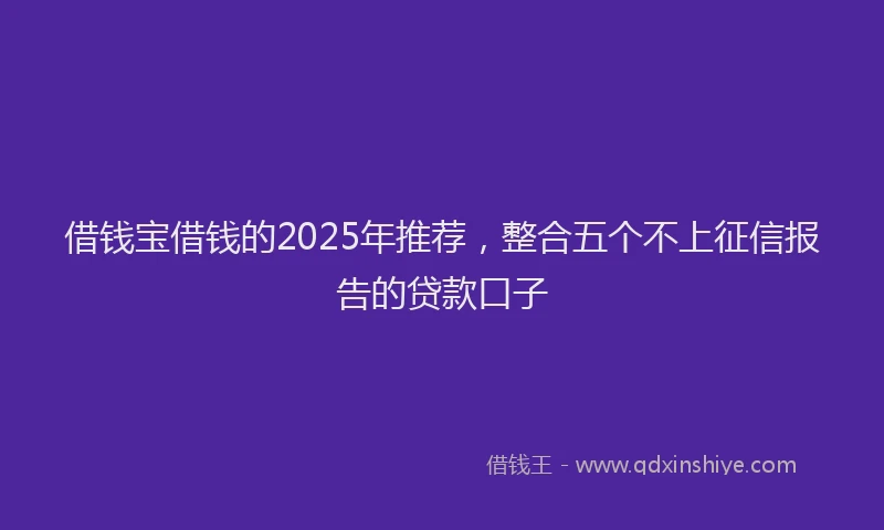 借钱宝借钱的2025年推荐，整合五个不上征信报告的贷款口子