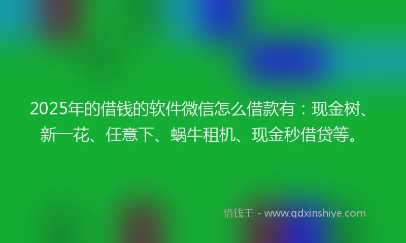 2025年的借钱的软件微信怎么借款有：现金树、新一花、任意下、蜗牛租机、现金秒借贷等。