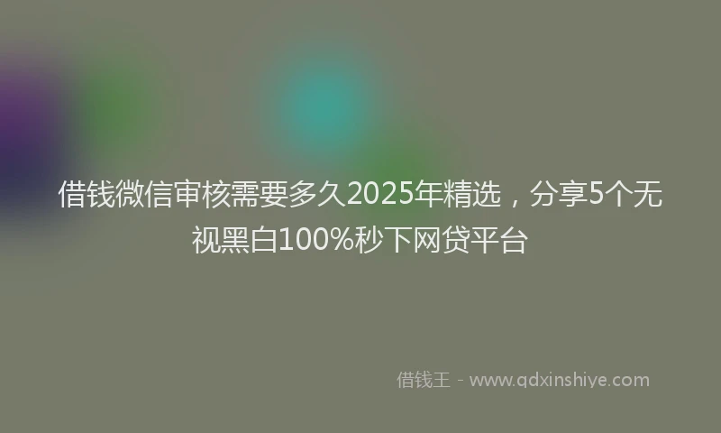 借钱微信审核需要多久2025年精选，分享5个无视黑白100%秒下网贷平台