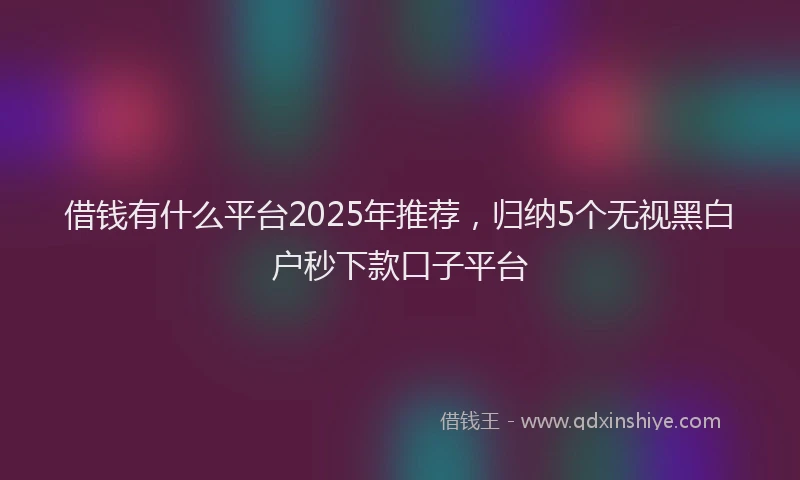 借钱有什么平台2025年推荐，归纳5个无视黑白户秒下款口子平台