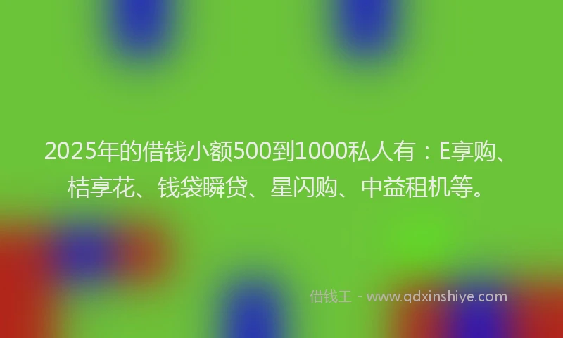 2025年的借钱小额500到1000私人有：E享购、桔享花、钱袋瞬贷、星闪购、中益租机等。