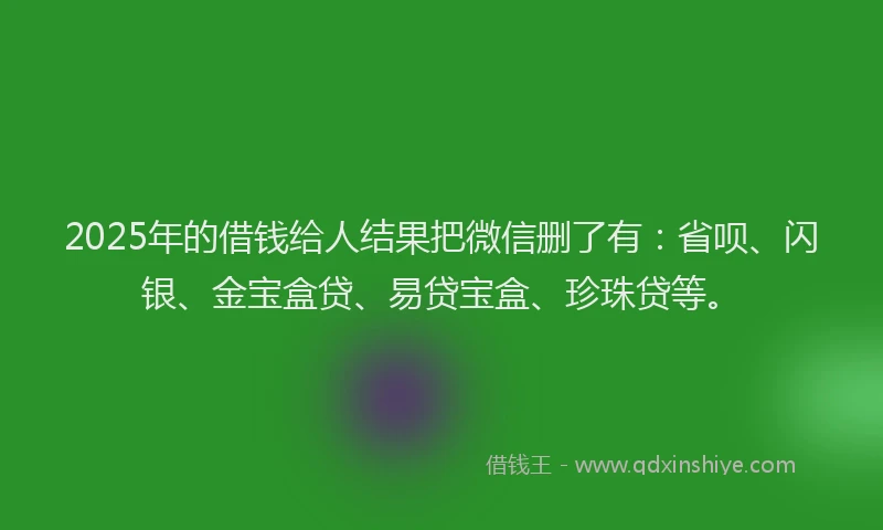 2025年的借钱给人结果把微信删了有：省呗、闪银、金宝盒贷、易贷宝盒、珍珠贷等。