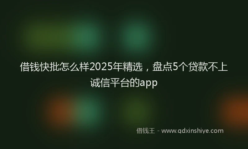 借钱快批怎么样2025年精选，盘点5个贷款不上诚信平台的app