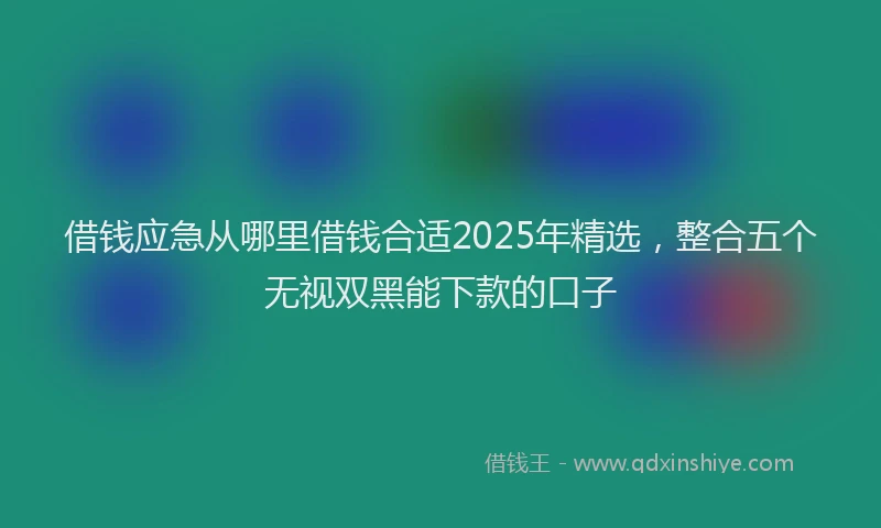 借钱应急从哪里借钱合适2025年精选，整合五个无视双黑能下款的口子