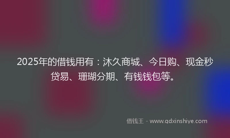 2025年的借钱用有：沐久商城、今日购、现金秒贷易、珊瑚分期、有钱钱包等。