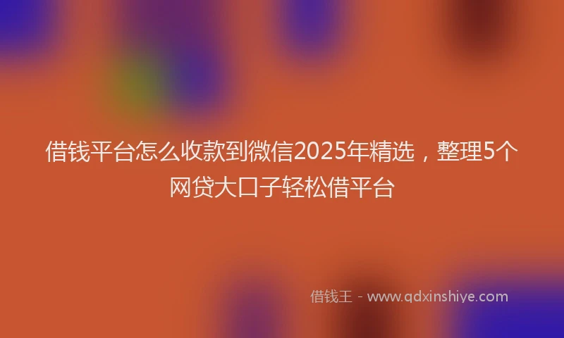 借钱平台怎么收款到微信2025年精选，整理5个网贷大口子轻松借平台