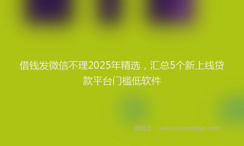 借钱发微信不理2025年精选，汇总5个新上线贷款平台门槛低软件
