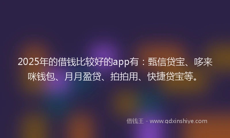 2025年的借钱比较好的app有：甄信贷宝、哆来咪钱包、月月盈贷、拍拍用、快捷贷宝等。