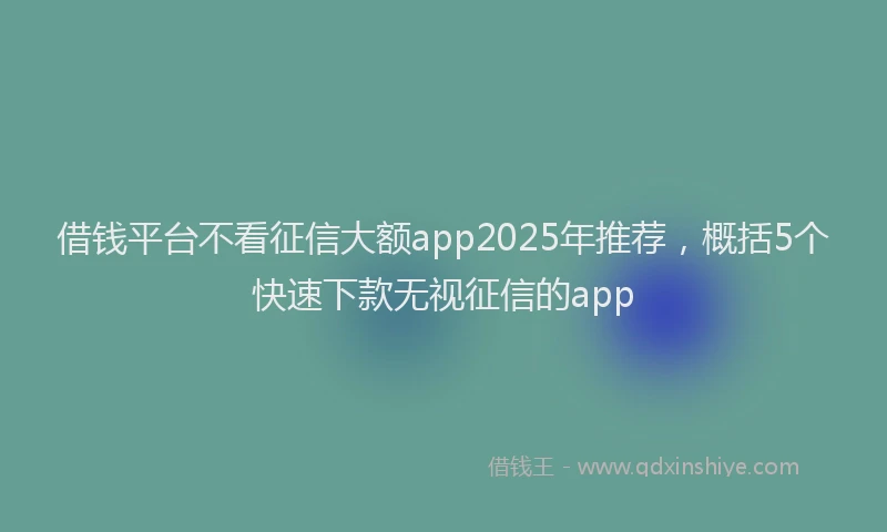 借钱平台不看征信大额app2025年推荐，概括5个快速下款无视征信的app