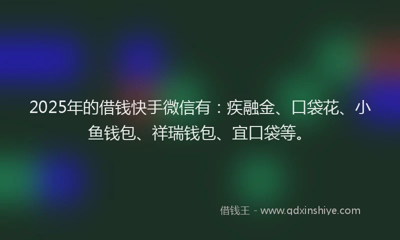 2025年的借钱快手微信有：疾融金、口袋花、小鱼钱包、祥瑞钱包、宜口袋等。