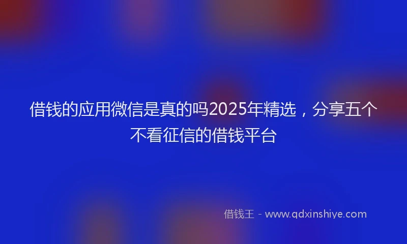 借钱的应用微信是真的吗2025年精选，分享五个不看征信的借钱平台