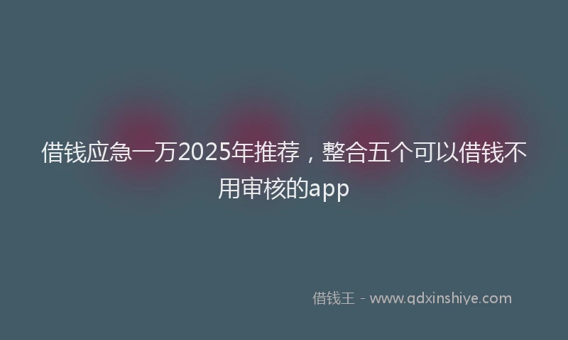 借钱应急一万2025年推荐，整合五个可以借钱不用审核的app