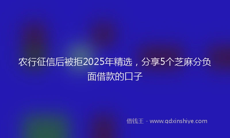 农行征信后被拒2025年精选，分享5个芝麻分负面借款的口子