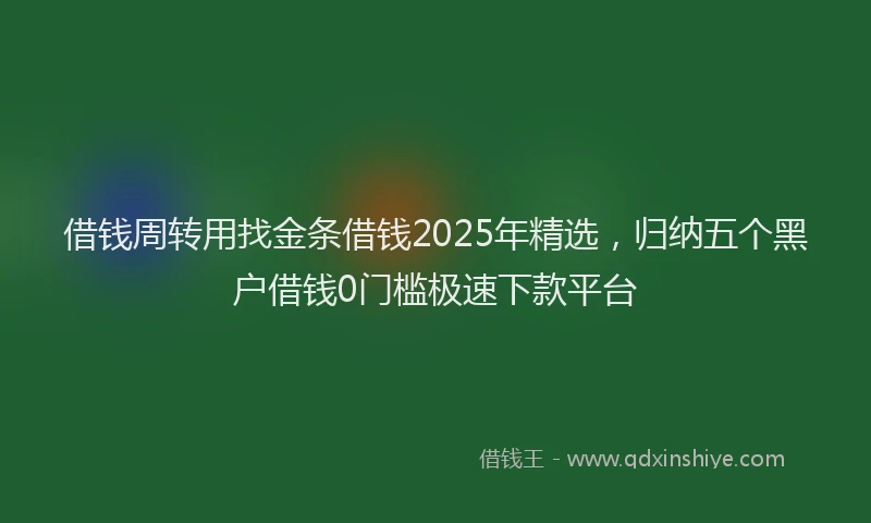 借钱周转用找金条借钱2025年精选，归纳五个黑户借钱0门槛极速下款平台