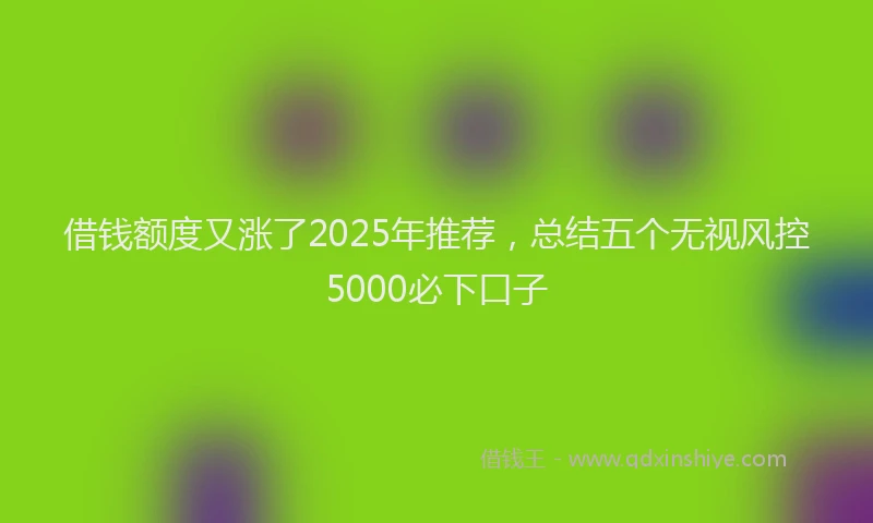 借钱额度又涨了2025年推荐，总结五个无视风控5000必下口子