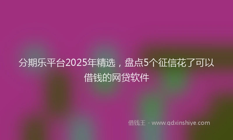分期乐平台2025年精选，盘点5个征信花了可以借钱的网贷软件