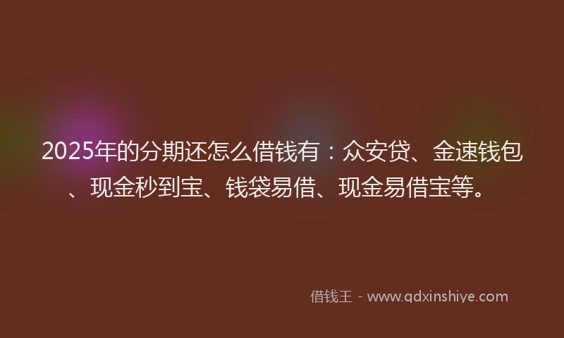 2025年的分期还怎么借钱有：众安贷、金速钱包、现金秒到宝、钱袋易借、现金易借宝等。
