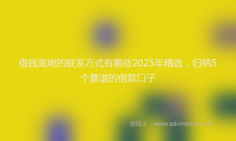 借钱高炮的联系方式有哪些2025年精选，归纳5个靠谱的借款口子
