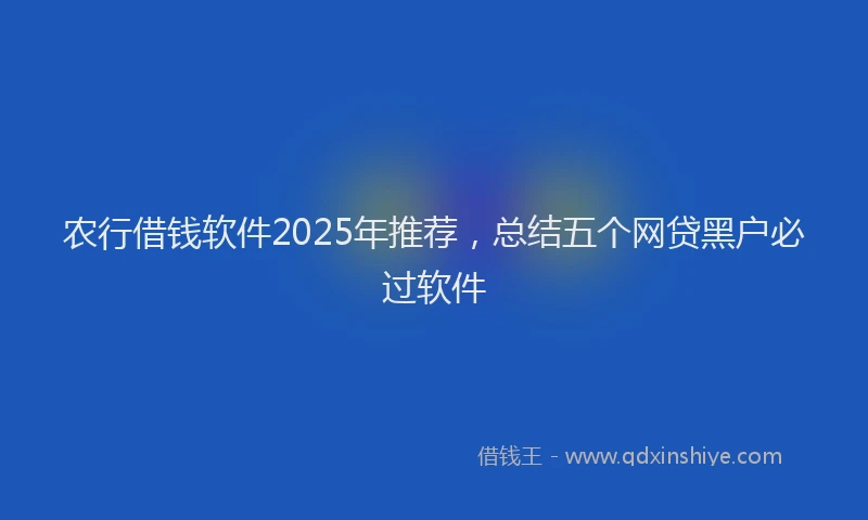 农行借钱软件2025年推荐，总结五个网贷黑户必过软件