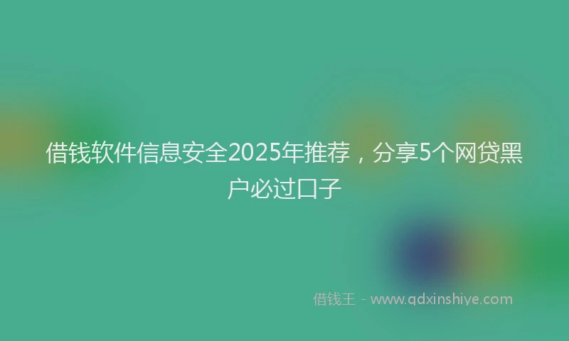 借钱软件信息安全2025年推荐，分享5个网贷黑户必过口子