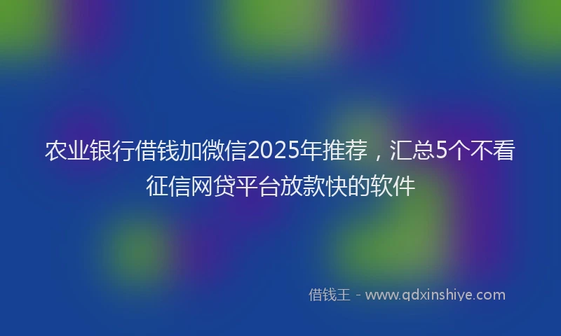 农业银行借钱加微信2025年推荐，汇总5个不看征信网贷平台放款快的软件