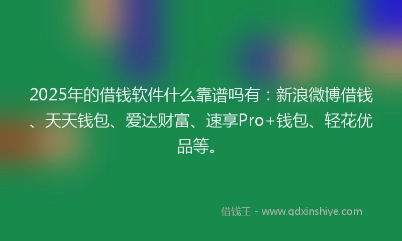 2025年的借钱软件什么靠谱吗有：新浪微博借钱、天天钱包、爱达财富、速享Pro+钱包、轻花优品等。