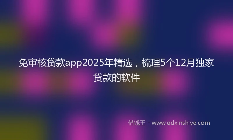 免审核贷款app2025年精选，梳理5个12月独家贷款的软件