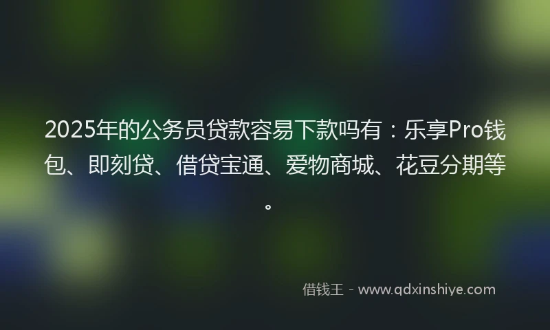 2025年的公务员贷款容易下款吗有：乐享Pro钱包、即刻贷、借贷宝通、爱物商城、花豆分期等。