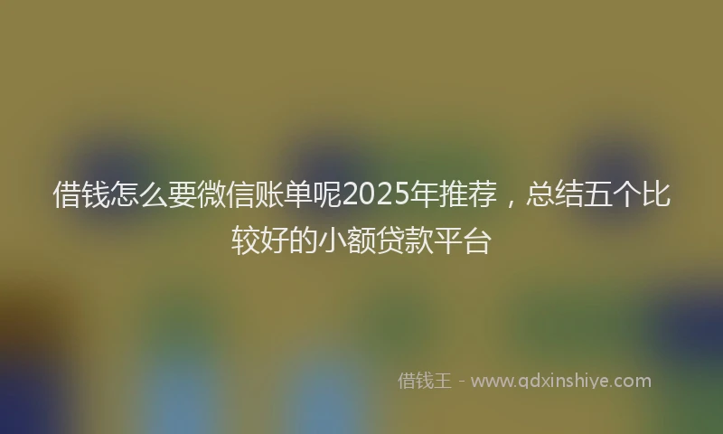 借钱怎么要微信账单呢2025年推荐，总结五个比较好的小额贷款平台