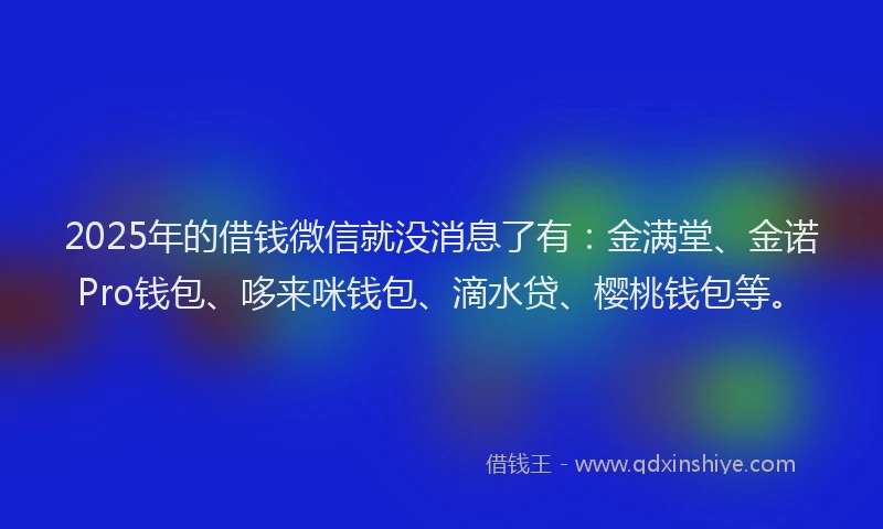 2025年的借钱微信就没消息了有：金满堂、金诺Pro钱包、哆来咪钱包、滴水贷、樱桃钱包等。