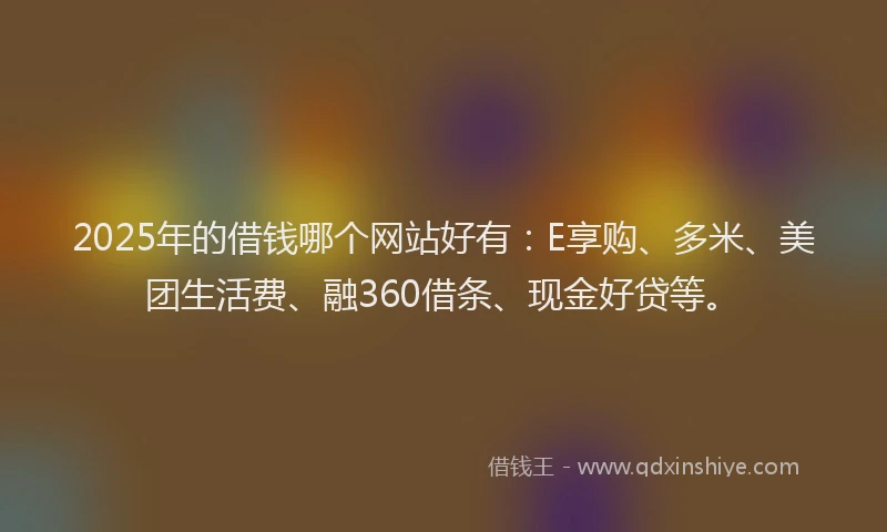 2025年的借钱哪个网站好有：E享购、多米、美团生活费、融360借条、现金好贷等。