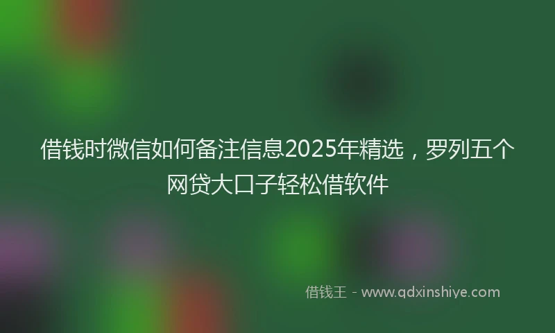 借钱时微信如何备注信息2025年精选，罗列五个网贷大口子轻松借软件