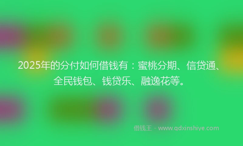 2025年的分付如何借钱有：蜜桃分期、信贷通、全民钱包、钱贷乐、融逸花等。