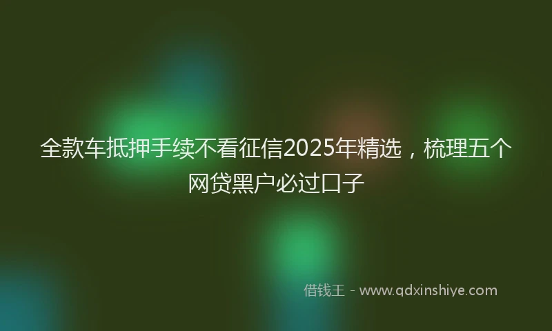 全款车抵押手续不看征信2025年精选，梳理五个网贷黑户必过口子