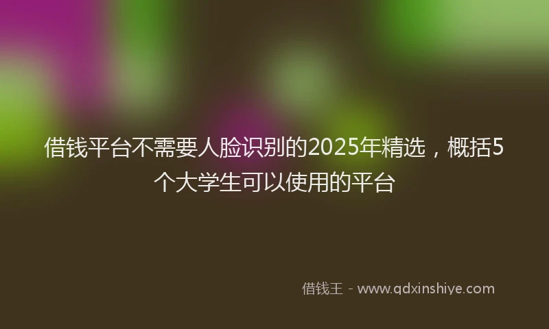 借钱平台不需要人脸识别的2025年精选，概括5个大学生可以使用的平台