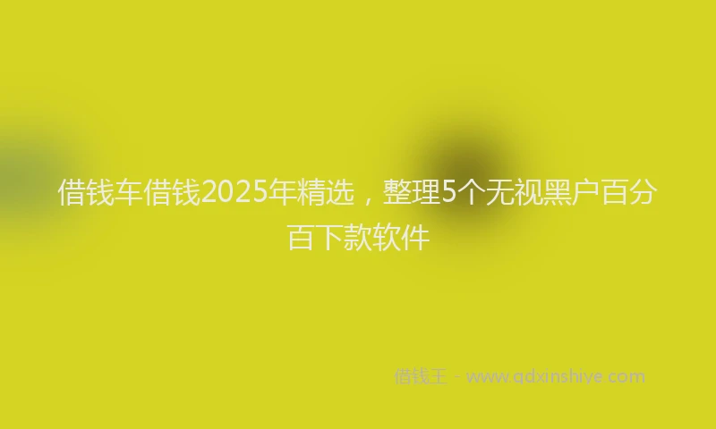 借钱车借钱2025年精选，整理5个无视黑户百分百下款软件