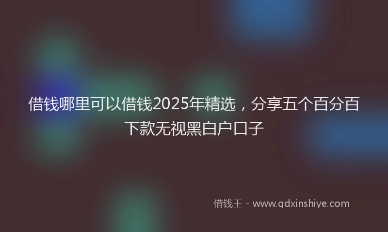 借钱哪里可以借钱2025年精选，分享五个百分百下款无视黑白户口子