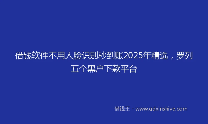 借钱软件不用人脸识别秒到账2025年精选，罗列五个黑户下款平台