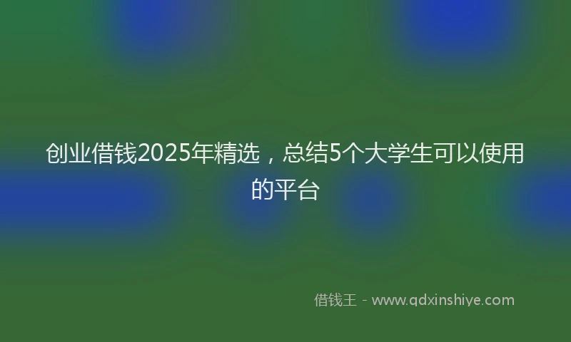 创业借钱2025年精选，总结5个大学生可以使用的平台