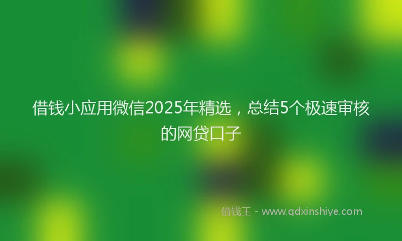 借钱小应用微信2025年精选，总结5个极速审核的网贷口子