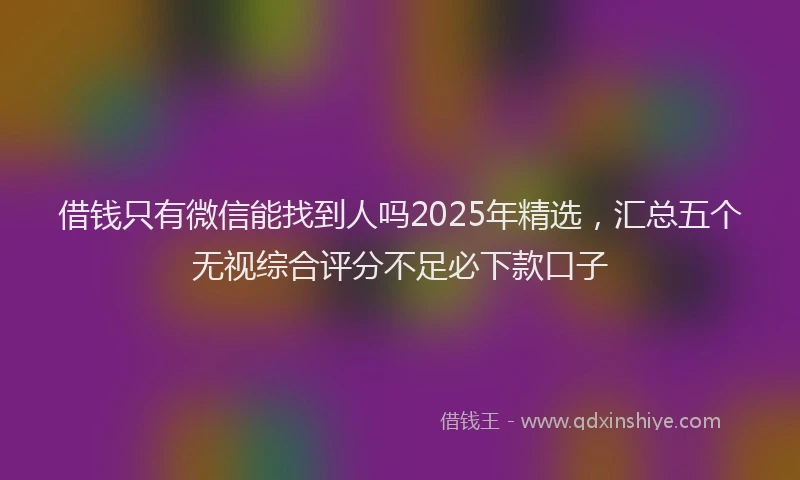 借钱只有微信能找到人吗2025年精选，汇总五个无视综合评分不足必下款口子