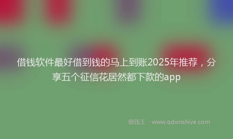 借钱软件最好借到钱的马上到账2025年推荐，分享五个征信花居然都下款的app
