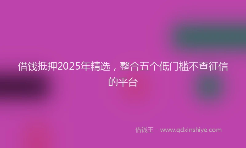 借钱抵押2025年精选，整合五个低门槛不查征信的平台