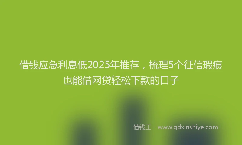 借钱应急利息低2025年推荐，梳理5个征信瑕疵也能借网贷轻松下款的口子