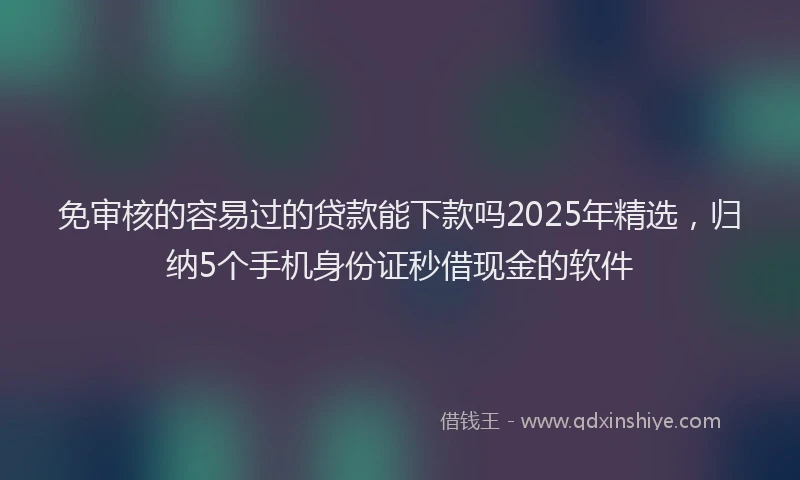 免审核的容易过的贷款能下款吗2025年精选，归纳5个手机身份证秒借现金的软件