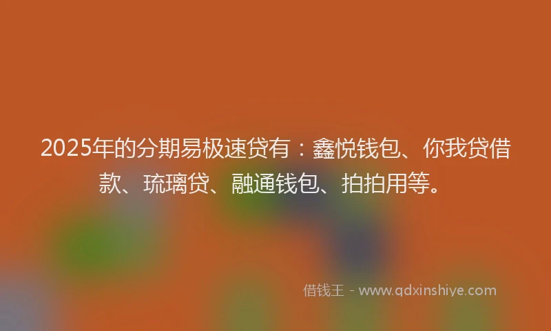 2025年的分期易极速贷有：鑫悦钱包、你我贷借款、琉璃贷、融通钱包、拍拍用等。