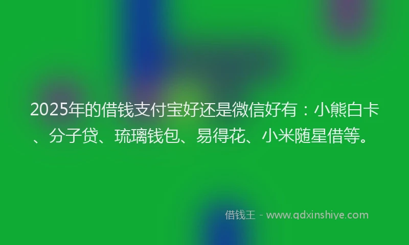2025年的借钱支付宝好还是微信好有：小熊白卡、分子贷、琉璃钱包、易得花、小米随星借等。
